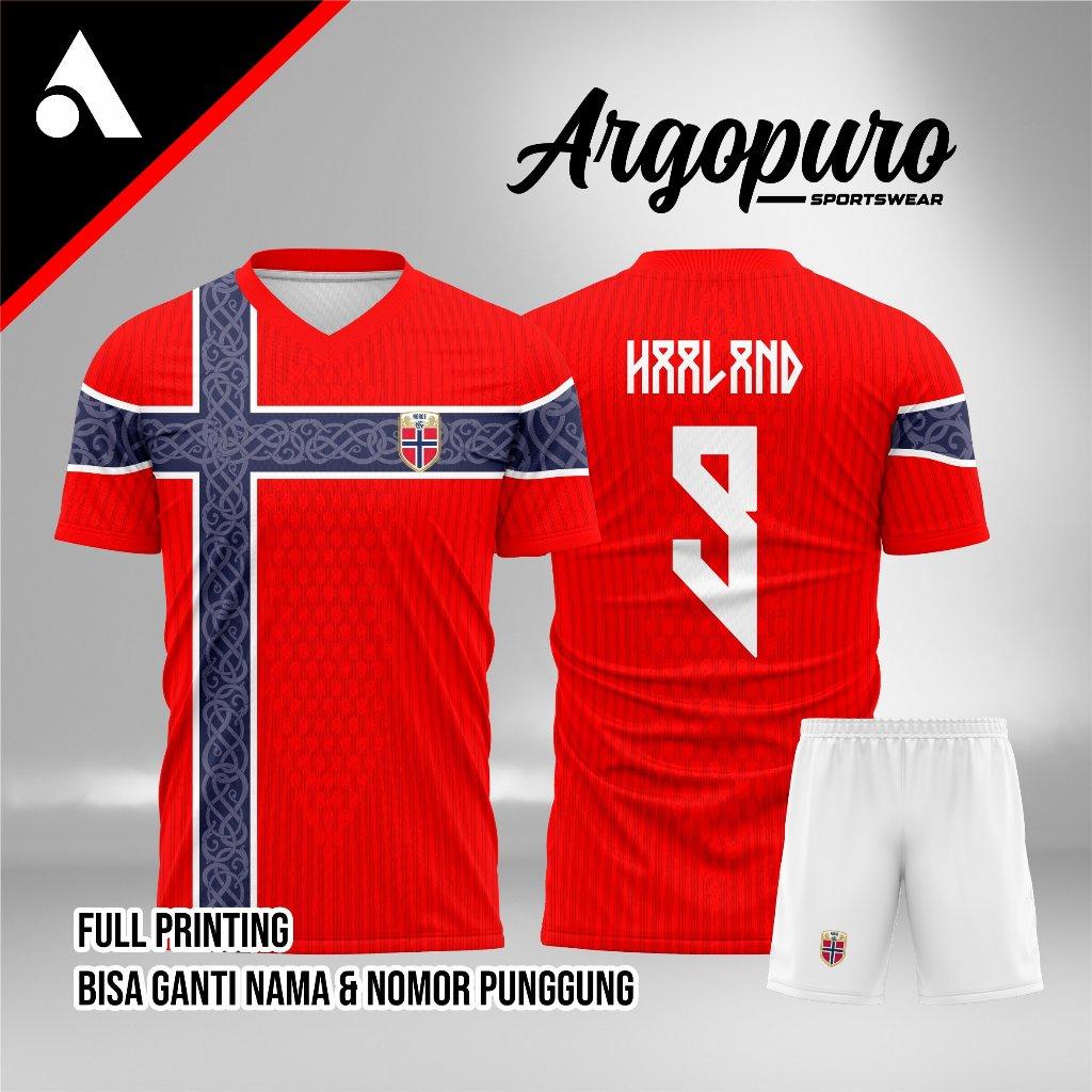 Norwegia 2026 Jersey Piala Dunia Baju Kaos Sepakbola Futsal Bisa Request Nama dan Nomer Full Printing