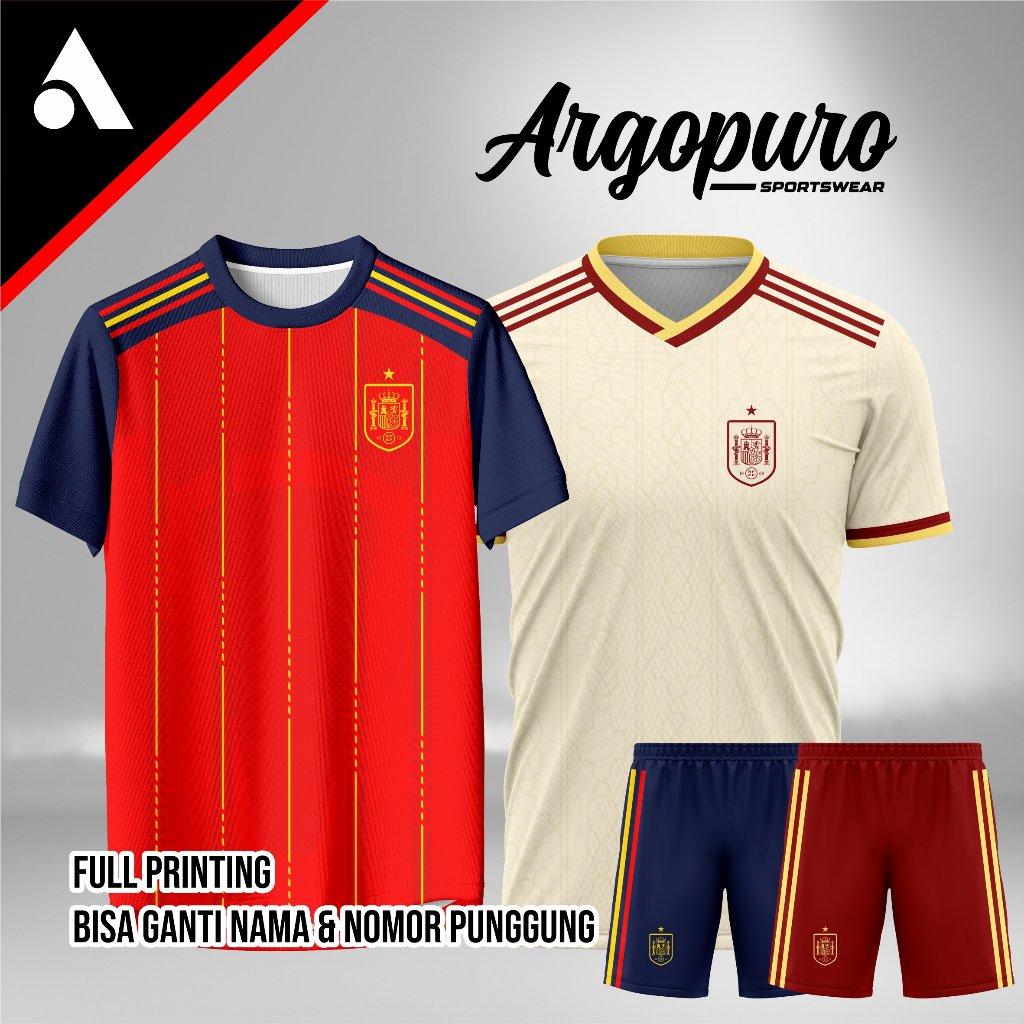 Spanyol Jersey Piala Dunia 2026 Baju Kaos Bola World Cup Custom Nama Nomer Full Printing